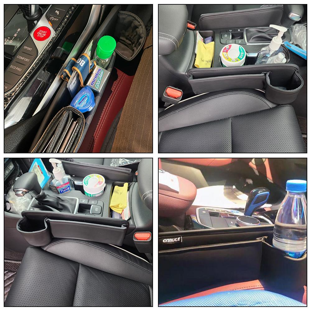 Multifunktional mit Getränkehalter, Autositzlücken-Organizer, Pu-Leder, seitliche Aufbewahrungsbox für die Autokonsole für Mobiltelefone