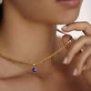 Dainty Stainless Steel Oval Multi-color Natural Stone Pendant Necklace for Women 18k Gold Plated Cuban Chain Necklaces Zircon