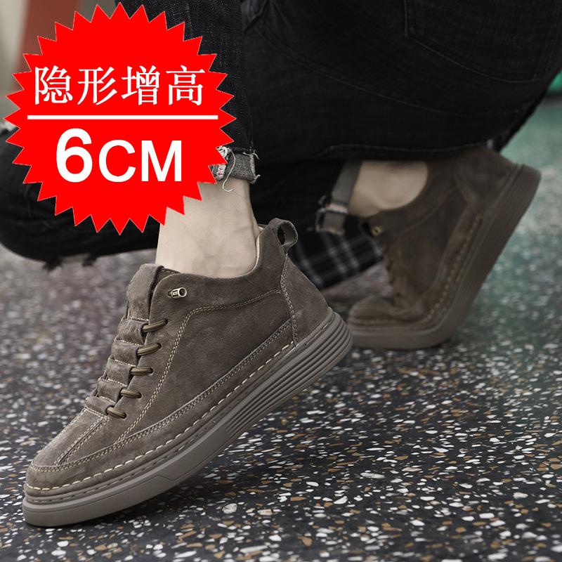 Men's shoes autumn retro high-top thick-soled invisible inner heightening shoes 6cm British trend sports and leisure board shoes