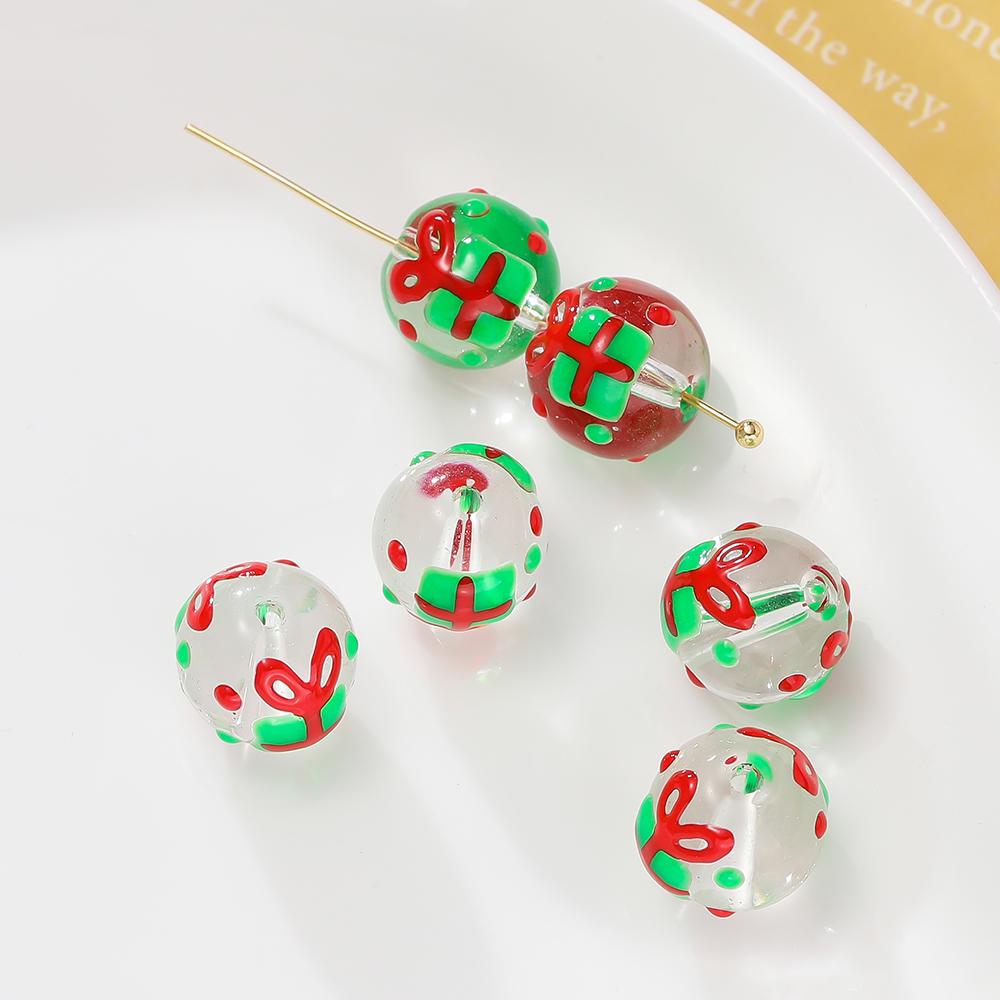 5pcs/lot Christmas Elements Glass Beads Loose Spacer Beads For Jewelry Making DIY Bracelet Necklace Accessories