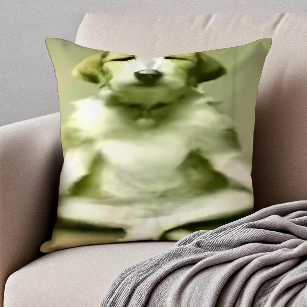Abstract Cute Funny Pet Dog Meme Cushion Cover Pillowcase Antidustmite Invisible Zipper Short Plush Sofa Cushion
