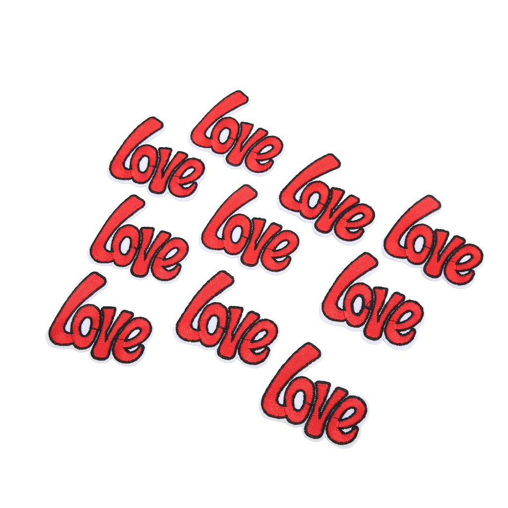 10Pcs Love Embroidered Patch Fine Embroidery Shading Blemishes Damage DIY Love Patches for Clothes
