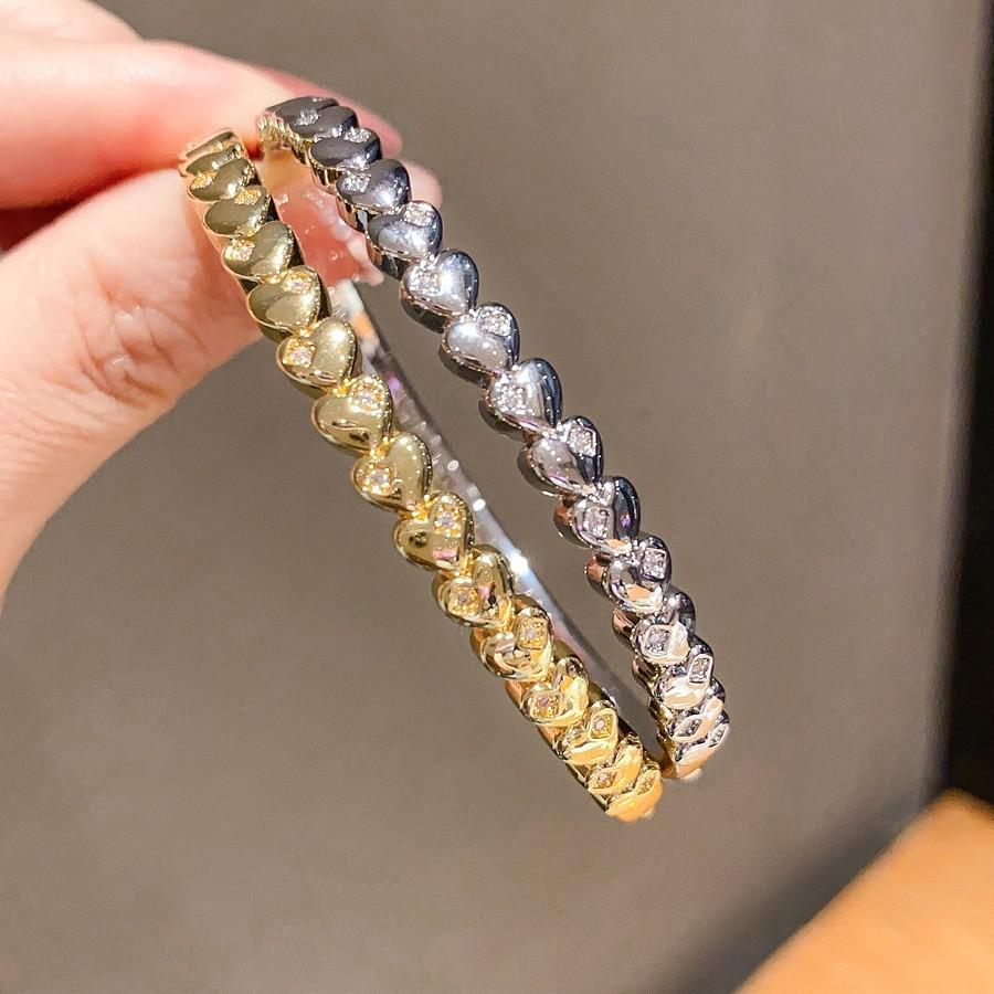 Heart Shape Copper Bracelet With Zircon Accents Stylish Gift For Her