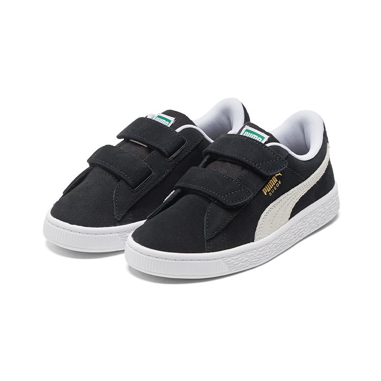 Puma Suede Classic Xxi Velcro Casual Durable Low-Top Kids Skate Shoes Kids sneaker White Black 380563-01
