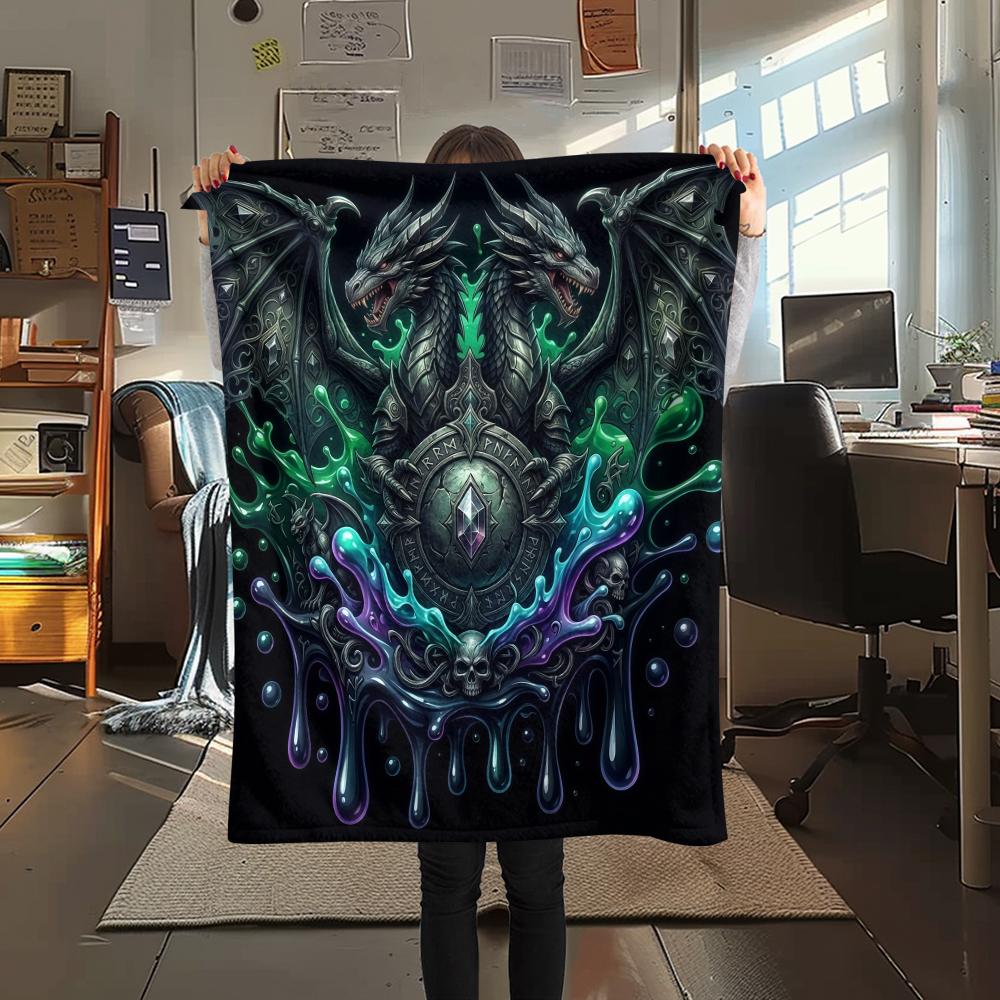 

Green splashed animals Print Flannel Blanket High quality Comfortable for All Seasons Home Decor Warmth and Comfort Perfect for Christmas Gifts 80cm x 120cm