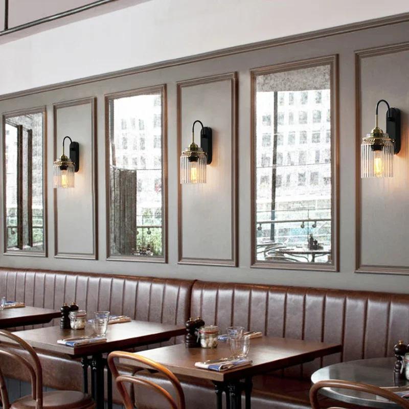 American retro industrial style LED wall lamp Nordic light luxury bedroom glass wall lamp Bedside corridor mirror Front light