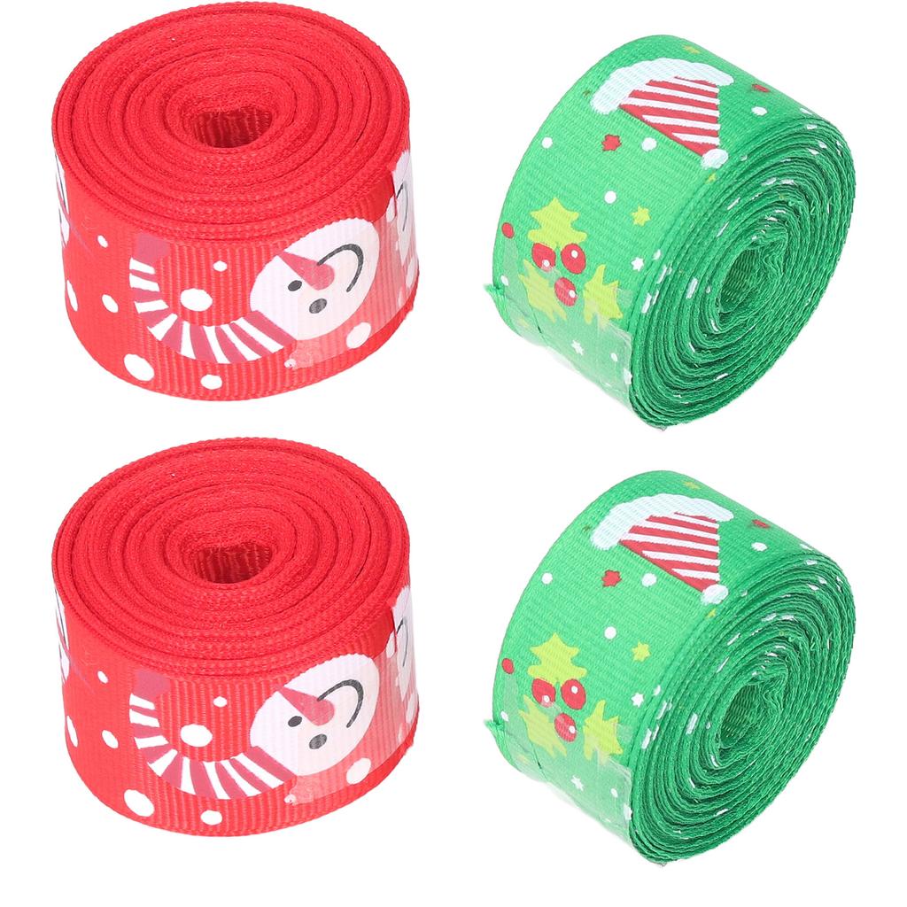 4Pcs Gift Ribbon Premium Polyester Bright Colors Exquisite Pattern Wide Application Wrapping Ribbon
