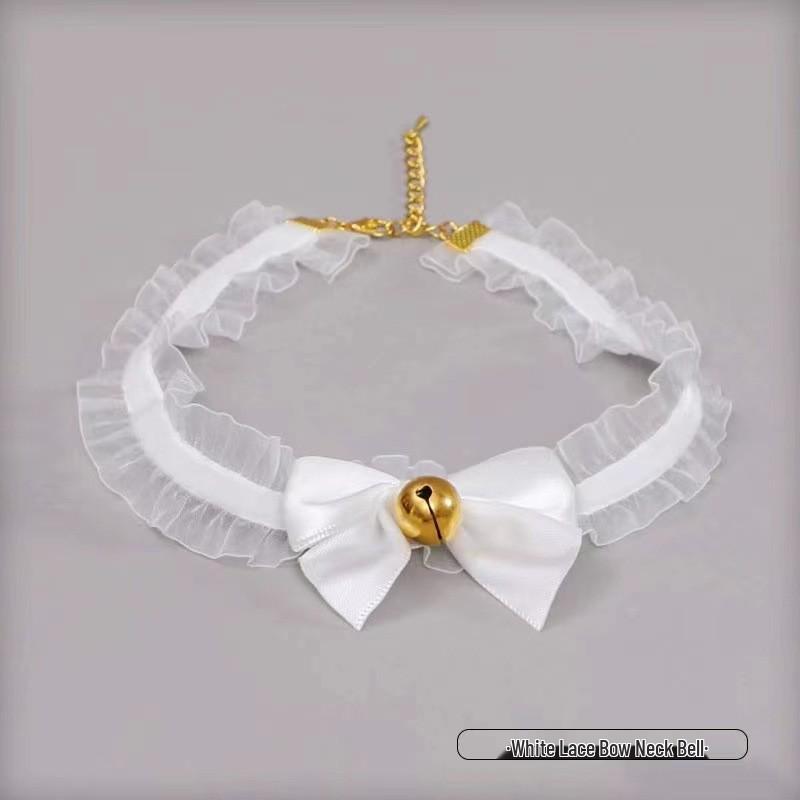 Japanese Lolita Headband & Lace Choker Set with Bow & Bell.