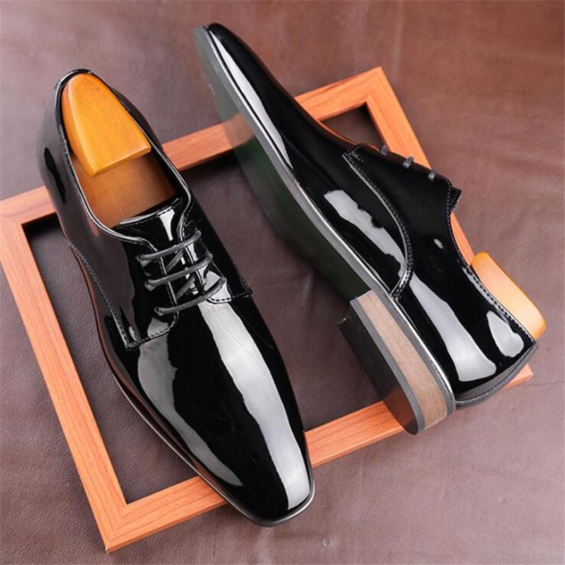 Mode Nieuwe Gentleman Business Oxford Schoenen Heren Puntige Spiegel Lakleer Formeel Bruiloft Prom Kleding Homecoming Schoeisel Zapatos