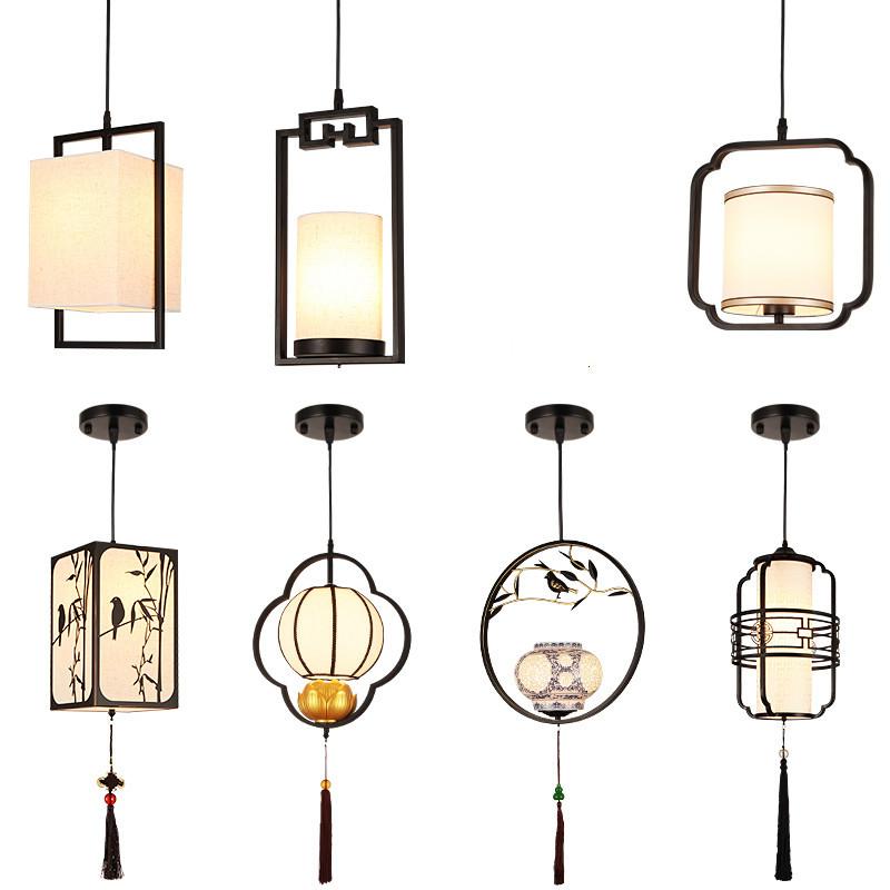 Chinese Lantern Chandelier Iron Fabric Restaurant Pendant Light Nordic Home Decor Bedroom Board Balcony Corridor Bar Led Lights