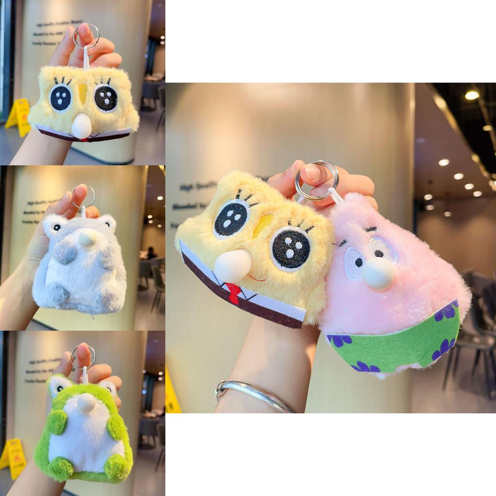 Cute Green Frog Plush Keychain Fun Squeaky Bubble Frog Bag And Car Accessory