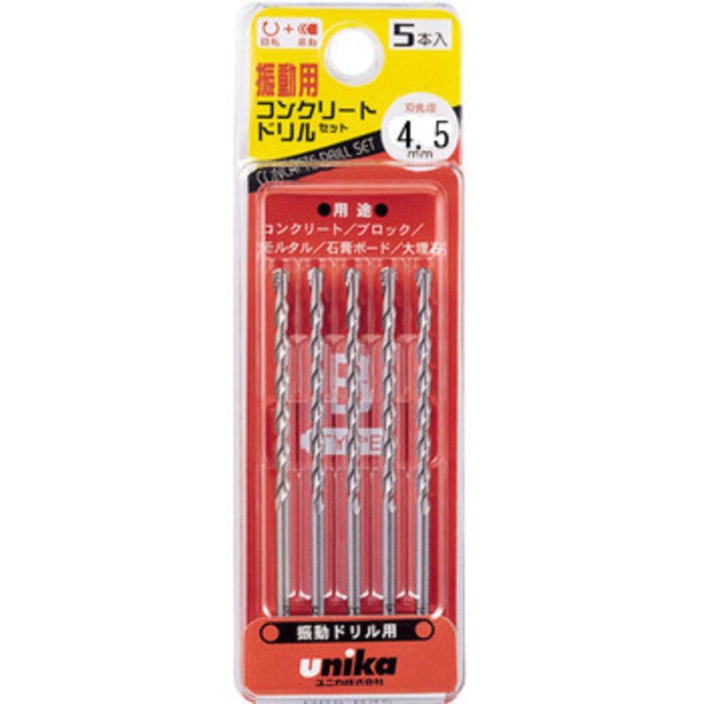 

Unika Vibration Concrete Drill Type Set of 5 Bit, B, DP5-B45, 4.5mm, (Metalworking)
