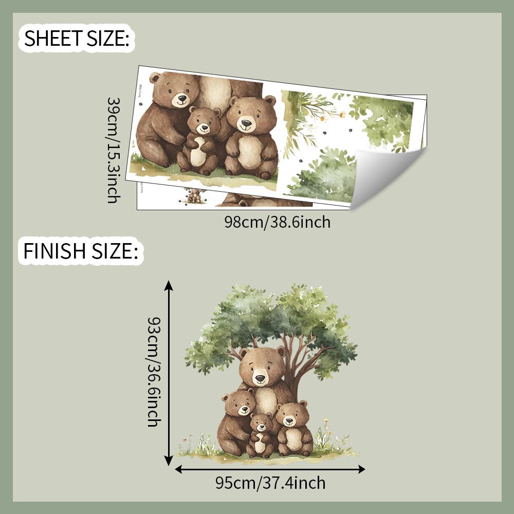 

Мультяшная семья бурых медведей Спальня Гостиная Прихожая Домашний фон Украшение Наклейки на стену