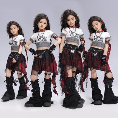 Kostiumy do tańca jazzowego dla dziewcząt Grupa Dziewcząt z Pustkowia Modne Fajne Kostiumy Sceniczne Jazz 61 Kostiumy do Street Dance'u dla Dzieci