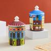 Color Building Storage Jar Candy Box Art Ceramic Decorative Jar with Lid Storage Jar Home Storage Ornaments Home Decorations