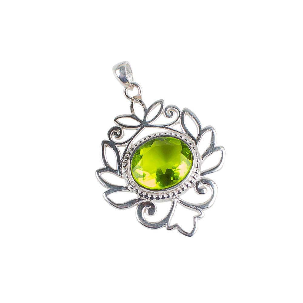 

Semi Precious Gemstone 925 Solid Silver Floral Good Luck Jewelry Pendant 1.48 CP-1