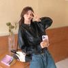 Women's Fashion Loose Fit Short Coat Spring Autumn Casual Motorcycle PU Leather Jacket