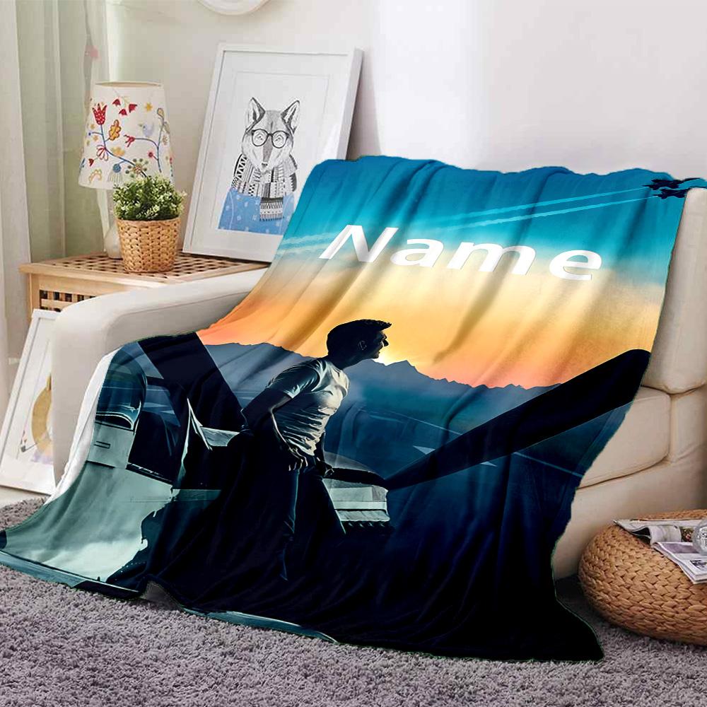 Customiz Name Personality Top Gun Maverick Blanket Soft &Warm Sofa Office Bed Travel Lunch Break Blanket, Gift Suitable All Seasons