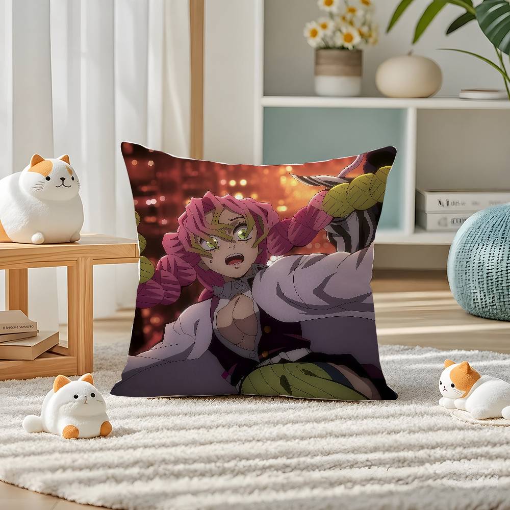 Demon Slayer Hashira Collection Anime Plush Pillow Cover Soft Short Plush Cushion Cover For Sofa Bedroom Home Decor Gift