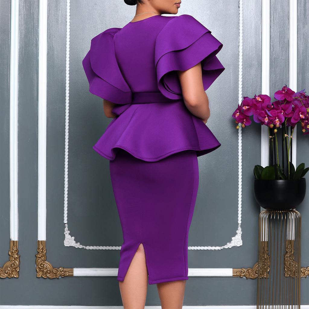 Women's Fashion Elegant Ruffle Leaf Slim Fit Dress Women's Dress Dress