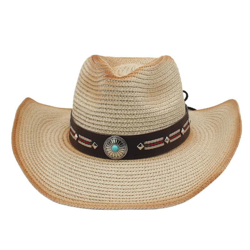 Women'S Sunshade Travel Photo Beach Visor Men'S Summer Western Cowboy Hat New Men'S And Women'S Grassland Straw Hat Top Hat