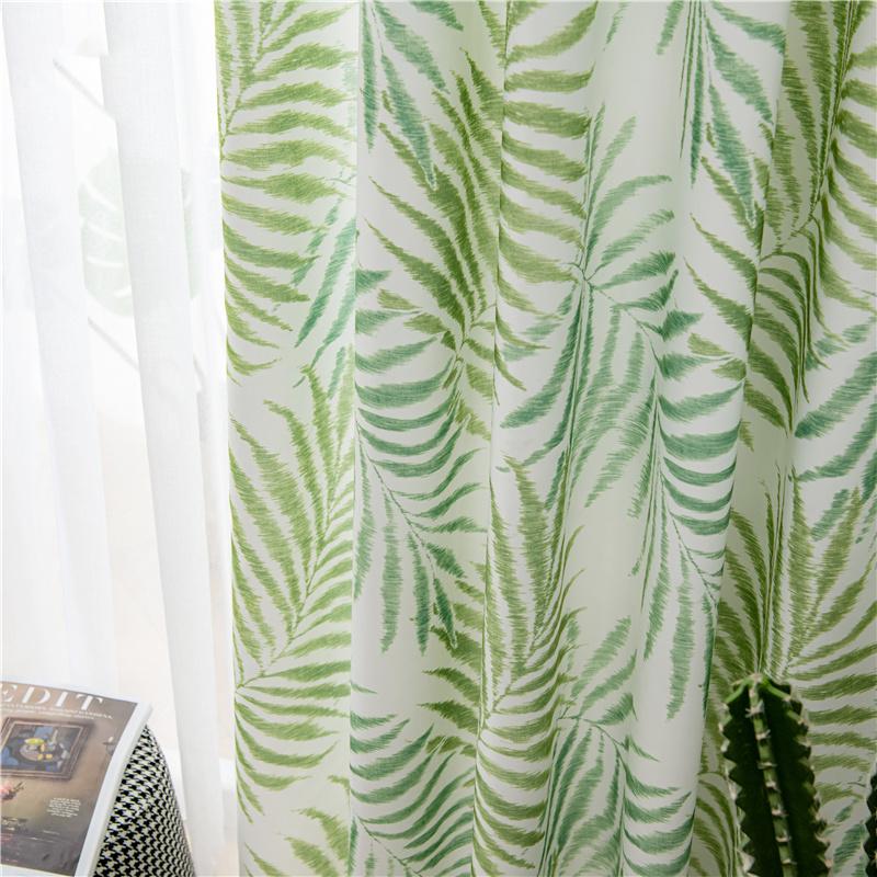 Vintage Garden Fresh Plant Leaves Living Room Study Bedroom Curtain Gauze Curtain Window Curtain Decor