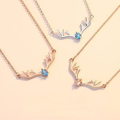 Yilu Road Has Your Necklace Female Japanese Korean Simple Personality Little Deer Horn Pendant Collar Chain
