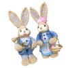 2pcs Easter Straw Bunny Figurines Farmhouse Decorations Handcrafted Straw Rabbits Sculptures For Festival Table Display
