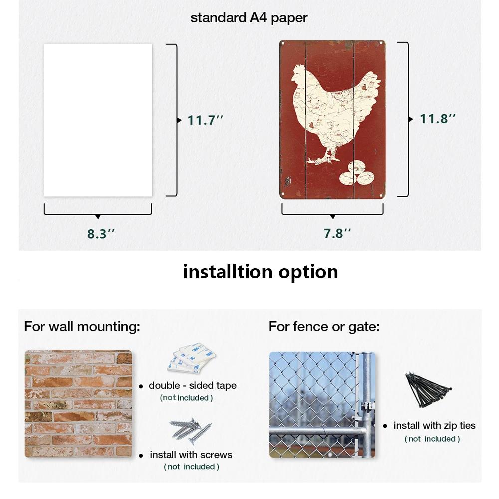 Metallskyltar Färska Ägg Fluffy Butt Hut Kyckling Retro Plåtskylt Vintage Rolig Utomhus Väggplakett Trädgård Gårdsskyltar Hönshus Dekor