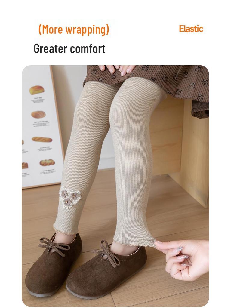 Modische Baumwoll-Samt-Leggings für Mädchen – Vielseitig, elastisch, Neun-Punkte-Hose für Herbst/Winter