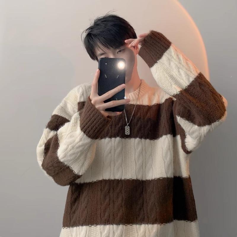 Autumn and Winter New Men's Knitted Korean Loose Base Sweater