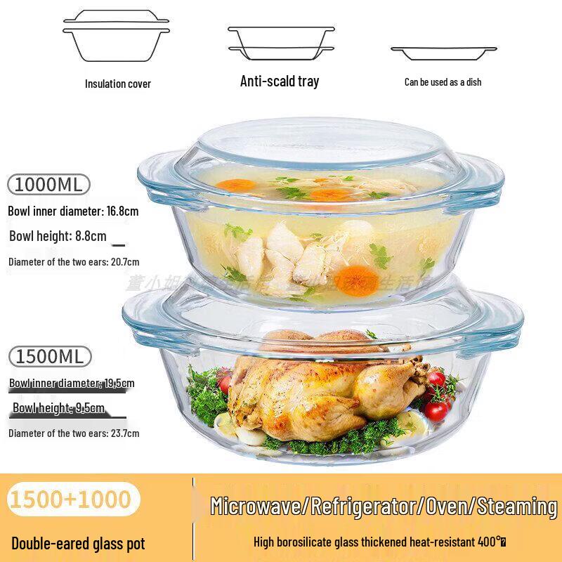 High Heat Resistant Glass Bowl with Lid