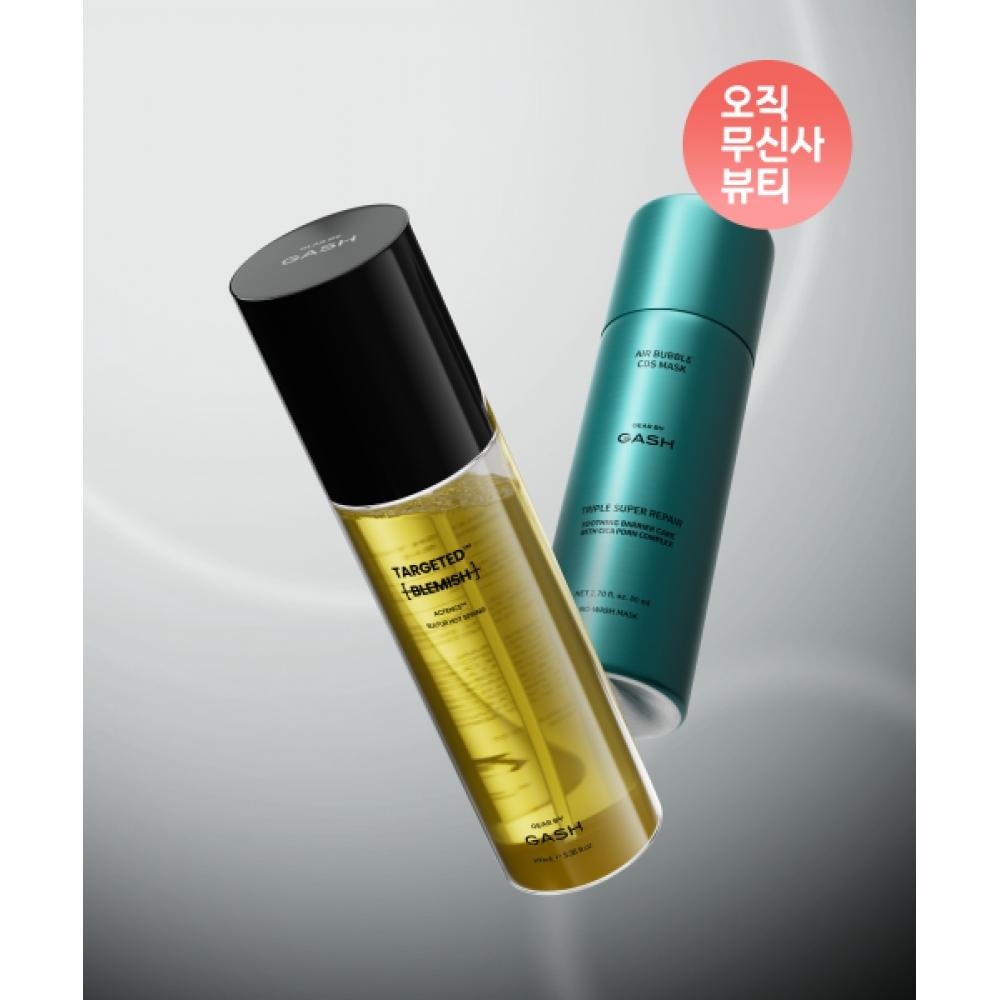 Gear By Gash [sensitive Skin Calming Special Set] Air Bubble Cds Mask Pack Triple Super repAir  150 Doses  +targeted Blemish Toner  100ml NONE