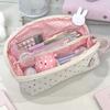 Korean Polka Dot Pencil Case Shell Shape Large-capacity Pen Bag Multi-functional Stationery Organizer School Supplies