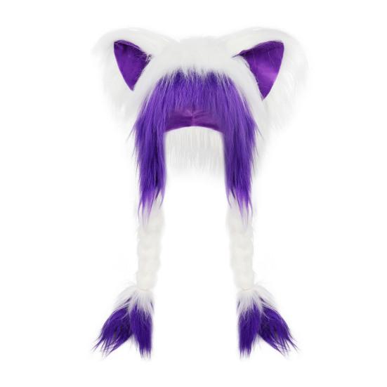 Cat Ear Hat with Braids Double-Layer Ears Decor Soft Plush Anime Cosplay Hat