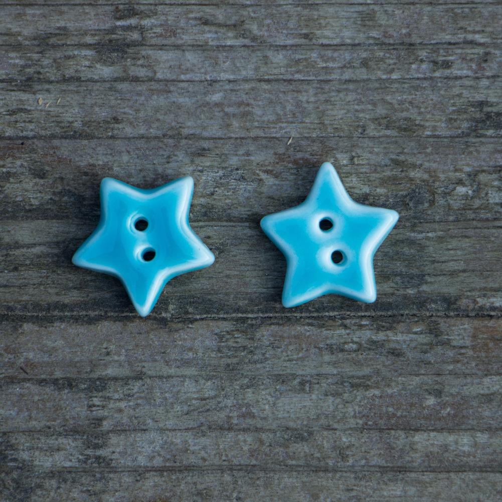 15mm Colorful Ceramic Star Buttons - Handmade Ornaments