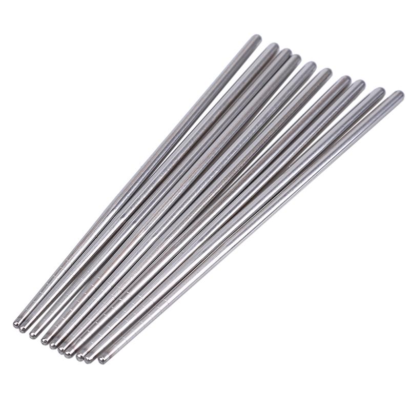 5Pairs Reusable Metal Chopsticks Stainless Steel Non-Slip Chop Sticks Set for Sushi Noodles Dinner Rice Dishwasher Safe