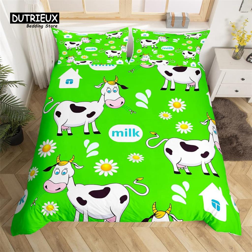 Cartoon Animal Duvet Cover Set Giraffe Elephant Sloth Tiger Zebra Monkey King Bedding Set Floral Lovely Animal Print Quilt Cover