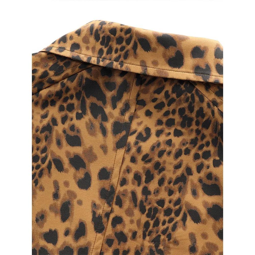 Spring and Autumn New Women's Fashion Leopard Print Coat Long Sleeves Hidden Buckle Lapel Overcoat Pocket Vintage Street Windbreaker