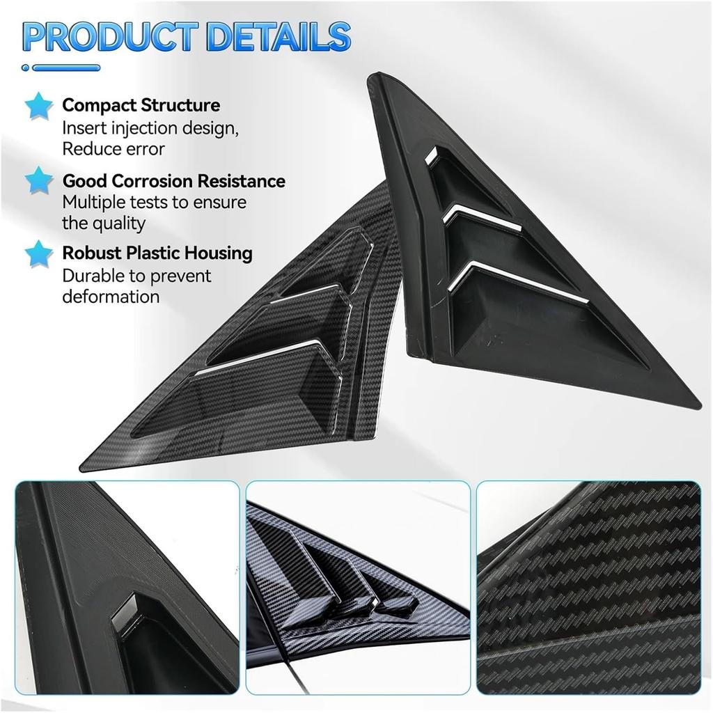 1 Par Panel de Ventilación Lateral Trasero Cubierta de Persiana Scoop de Cuarto Compatible Para Honda Civic 10ª Hatchback Tipo R 2016-2021 Fibra de Carbono(Carbón