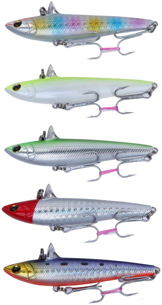 Sea Bass Sinking Vibration Minnow Set of 5 Lure, 16g, 77mm,