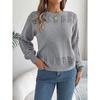 Women's Sweatshirt Casual Solid Colour Openwork Lantern Sleeve Pullover Knit Top