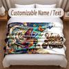 Music General Theme Soft Blanket Personalized Custom Name Text Print Warm Blanket Home Sofa Bedroom Decor