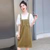 Petite Women's Fashionable Age-Reducing Korean Summer Overalls Set (2025) - Casual Tummy-Covering Suspender Dress