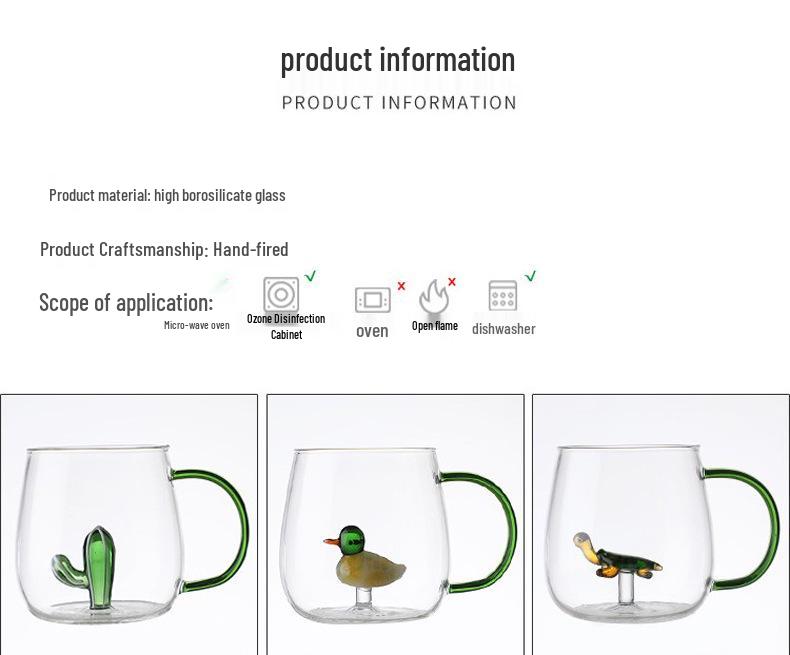 Heat-Resistant Borosilicate Glass Cartoon Animal Cup - Perfect for Juice, Household Use, or Holiday Gifts