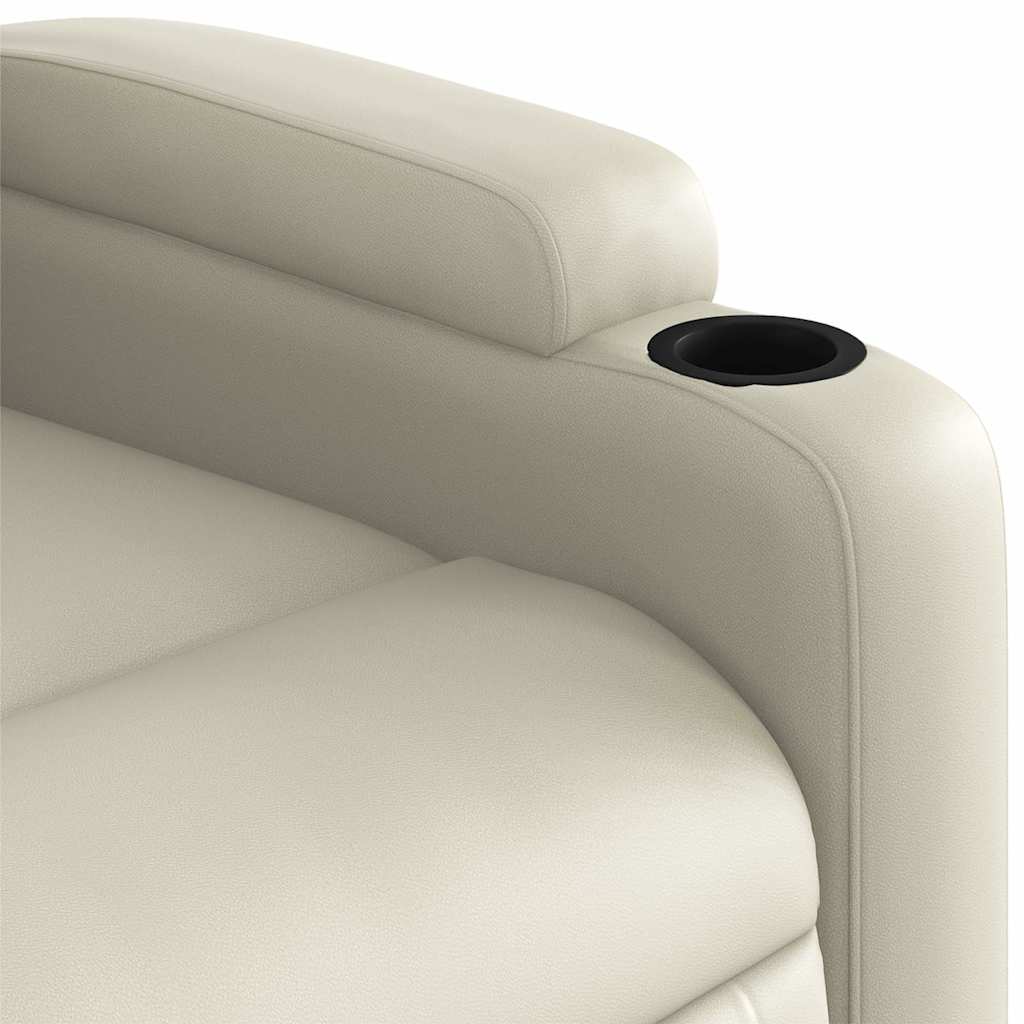 Electric Massage Chair Cream Faux Leather