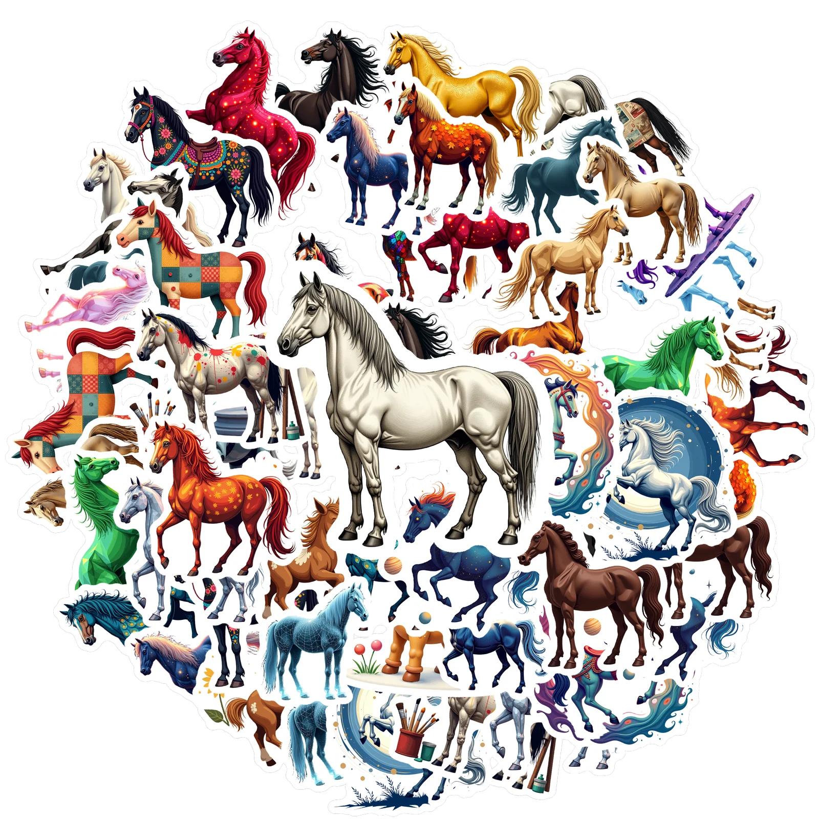 

35-50pcs Exquisite Horse Stickers Aesthetic Decorative Luggage Laptop Cup Phone Diary Book Teacher Reward Graffiti Decals