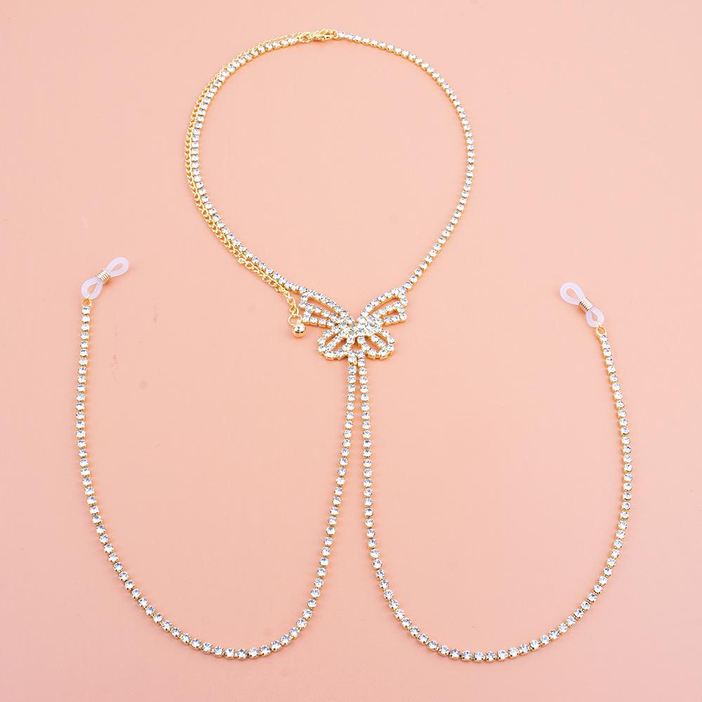 

Кисточка Бабочка Стразы Цепочка для Сосков и Тела - Аксессуар без Пирсинга золотой