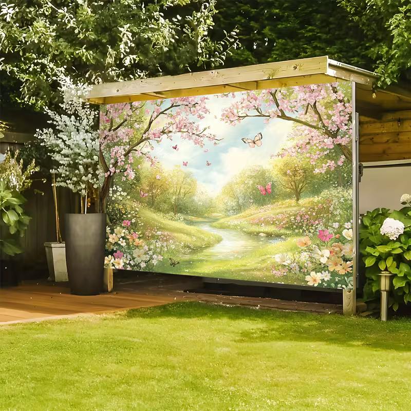 2D Enchanted Cherry Blossom Backdrop Spring Garden Party Photo Booth Background