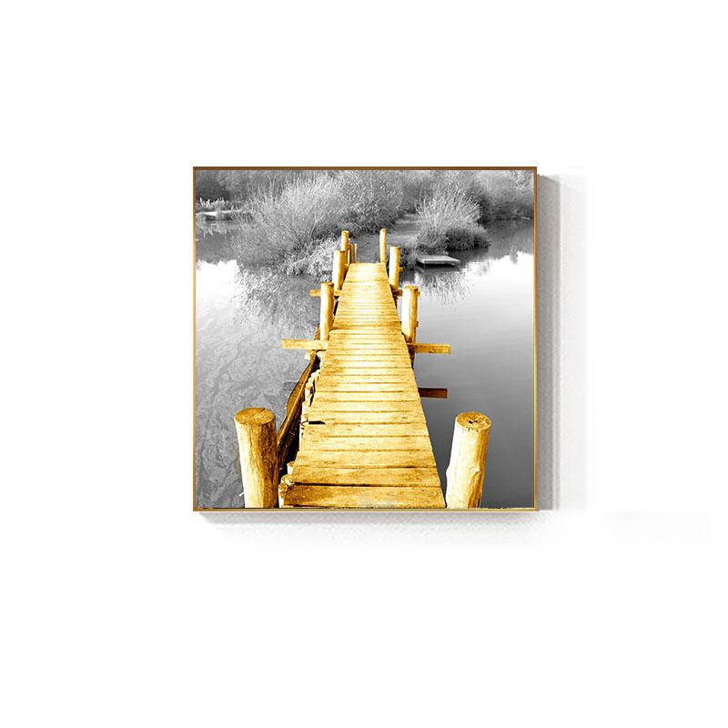 

Абстрактная золотисто-желтая картина на холсте с мостом, промышленные постеры для декора гостиной, серая настенная живопись, украшение, фреска 20x20cm No Framed